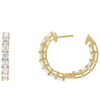 (NEW) BELLA COUTURE® BRIE 3CT DIAMOND BAGUETTE 14K YELLOW GOLD POST HOOP HUGGIE EARRINGS (22MM)