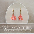 SOLD! - (ANTIQUE) Rare Georgian Victorian Carved Rose Flower & Leave Coral 18K Gold Earrings