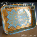 SALE PENDING! ANTIQUE Rare GorgeousLarge  MOSER French Floral Blue Opaline Bohemian Enamel Gilt Art Glass Dish Perfume Tray Finest