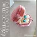 SALE PENDING! - (ANTIQUE) Rare Gorgeous Georgian Victorian Fine Pave Petite Natural Turquoise 18K Rose Gold Floral Earrings