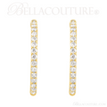 (NEW) BELLA COUTURE FLORA Collection Gorgeous Fine Brilliant 1CT Pave' Diamond Inside/Out 14K Yellow Gold Hoop Lever Back Earrings
