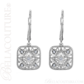 (NEW) BELLA COUTURE HANNAH Gorgeous Fine Diamond Sterling Silver Filigree Square Dangle Drop Earrings