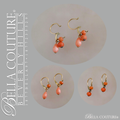 SOLD! - (ANTIQUE) Gorgeous Victorian Rare Detachable Day & Night Natural Coral 9K Gold Dangle Drop Earrings Late 1800s