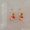 SOLD! - (ANTIQUE) Gorgeous Victorian Rare Detachable Day & Night Natural Coral 9K Gold Dangle Drop Earrings Late 1800s