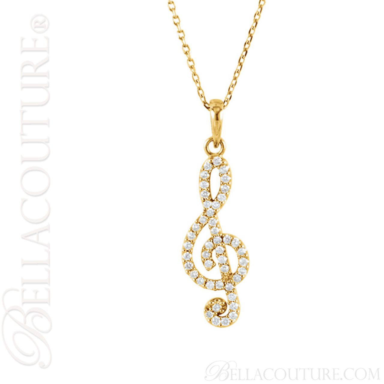 Treble clef diamond necklace deals