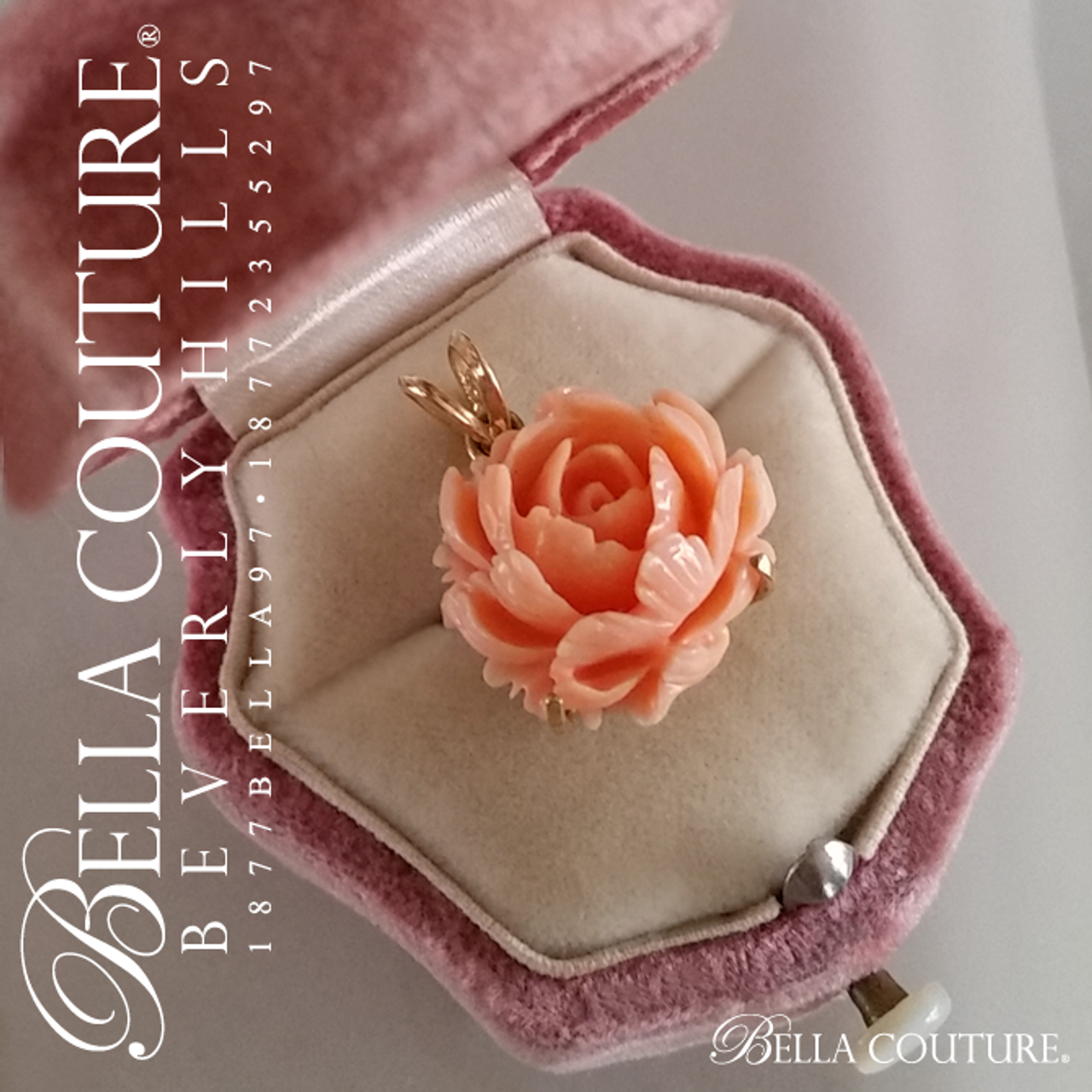Carved coral rose jewelry