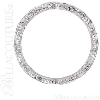 (NEW) BELLA COUTURE FINE GORGEOUS ANTIQUE STYLE GENUINE EMERALD GEMSTONE 14K WHITE GOLD STACKABLE ANNIVERSARY ETERNITY RING BAND (Size 7) (1/8 CT. TW.) (NEW) BELLA COUTURE FINE GORGEOUS ANTIQUE STYLE GENUINE EMERALD GEMSTONE 14K WHITE GOLD STACKABLE ANNIVERSARY ETERNITY RING BAND (Size 7) (1/8 CT. TW.)