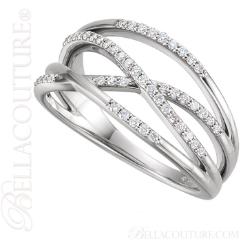 (NEW) BELLA COUTURE VIOLA Fine Elegant Diamond Organic Woven Criss Cross PLATINUM Ring (NEW) BELLA COUTURE VIOLA Fine Elegant Diamond Organic Woven Criss Cross PLATINUM Ring