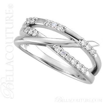 (NEW) BELLA COUTURE VIOLA II Fine Gorgeous Diamond Organic Woven Criss Cross 14K White Gold Ring (NEW) BELLA COUTURE VIOLA II Fine Gorgeous Diamond Organic Woven Criss Cross 14K White Gold Ring
