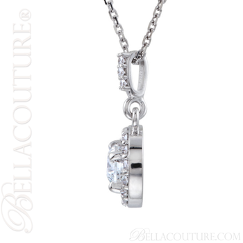 (NEW) BELLA COUTURE HALO Gorgeous Fine Diamond 14K White Gold Necklace (18" in Length) (1 CT. TW.) (NEW) BELLA COUTURE HALO Gorgeous Fine Diamond 14K White Gold Necklace (18" in Length) (1 CT. TW.)