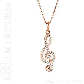 (NEW) BELLA COUTURE Fine Petite Treble Clef Diamond 14K Yellow Gold Pendant Necklace (16" in Length) (1/4 CT. TW.) (NEW) BELLA COUTURE Fine Petite Treble Clef Diamond 14K Yellow Gold Pendant Necklace (16" in Length) (1/4 CT. TW.)
