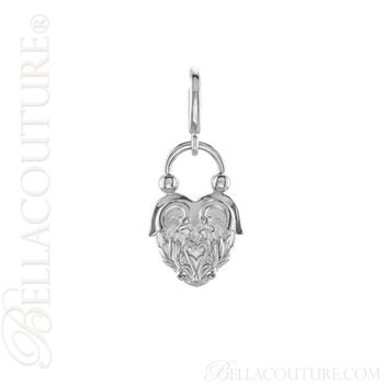(NEW) BELLA COUTURE Fine 14K Solid White Gold Scrolling Antique Victorian Inspired Heart Charm (20MM H x 12.9MM W x 3.4MM D) (NEW) BELLA COUTURE Fine 14K Solid White Gold Scrolling Antique Victorian Inspired Heart Charm (20MM H x 12.9MM W x 3.4MM D)