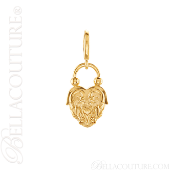 (NEW) BELLA COUTURE Fine 14K Solid Yellow Gold Scrolling Antique Victorian Inspired Heart Charm (20MM H x 12.9MM W x 3.4MM D) (NEW) BELLA COUTURE Fine 14K Solid Yellow Gold Scrolling Antique Victorian Inspired Heart Charm (20MM H x 12.9MM W x 3.4MM D)