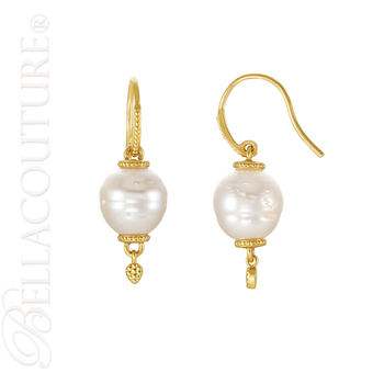 (NEW) BELLA COUTURE ETRUSCAN COLLECTION Fine Elegant 11MM South Sea Cultured Pearl 14K Yellow Gold Dangle Drop Earrings (NEW) BELLA COUTURE ETRUSCAN COLLECTION Fine Elegant 11MM South Sea Cultured Pearl 14K Yellow Gold Dangle Drop Earrings