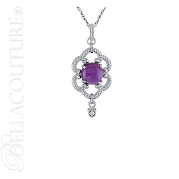 (NEW) BELLA COUTURE ETRUSCAN COLLECTION FINE AMETHYST DIAMOND STERLING SILVER PENDANT NECKLACE (18" Inches) (NEW) BELLA COUTURE ETRUSCAN COLLECTION FINE AMETHYST DIAMOND STERLING SILVER PENDANT NECKLACE (18" Inches)