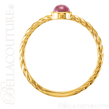 (NEW) BELLA COUTURE Fine Gorgeous Pink Tourmaline Gemstone Twisted 14K Yellow Gold Ring (NEW) BELLA COUTURE Fine Gorgeous Pink Tourmaline Gemstone Twisted 14K Yellow Gold Ring