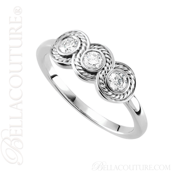 (NEW) BELLA COUTURE Fine Elegant Three Stone Diamond 14K White Gold Ring Band (1/3 CT. TW.) (NEW) BELLA COUTURE Fine Elegant Three Stone Diamond 14K White Gold Ring Band (1/3 CT. TW.)