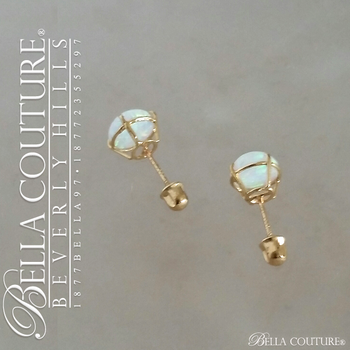SOLD! - (VINTAGE) Rare Gorgeous Genuine 6.5MM Opal Gemstone 14K Yellow Gold Solitaire Earrings SOLD! - (VINTAGE) Rare Gorgeous Genuine 6.5MM Opal Gemstone 14K Yellow Gold Solitaire Earrings