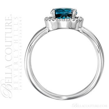 (NEW) BELLA COUTURE Le DOMA Fine Elegant Modern Criss Cross Diamond Semi Rose Cut London Blue Topaz 14K White Gold Ring (1/8 CT. TW.) (NEW) BELLA COUTURE Le DOMA Fine Elegant Modern Criss Cross Diamond Semi Rose Cut London Blue Topaz 14K White Gold Ring (1/8 CT. TW.)