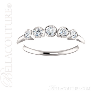 (NEW) BELLA COUTURE CORINA II Fine Graduated Five Diamond Bezel Set 14K White Gold Ring Band (1/4 CT. TW.) (NEW) BELLA COUTURE CORINA II Fine Graduated Five Diamond Bezel Set 14K White Gold Ring Band (1/4 CT. TW.)