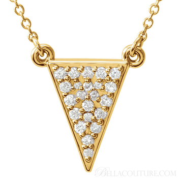 (NEW) BELLA COUTURE DALANI Pave Diamond 14K Yellow Gold Triangle Arrow Pendant Necklace (16.5" Inches) (1/5CT T.W.) (NEW) BELLA COUTURE DALANI Pave Diamond 14K Yellow Gold Triangle Arrow Pendant Necklace (16.5" Inches) (1/5CT T.W.)
