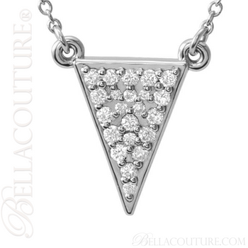 (NEW) BELLA COUTURE DALANI Pave Diamond 14K White Gold Triangle Arrow Pendant Necklace (16.5" Inches) (1/5CT T.W.) (NEW) BELLA COUTURE DALANI Pave Diamond 14K White Gold Triangle Arrow Pendant Necklace (16.5" Inches) (1/5CT T.W.)