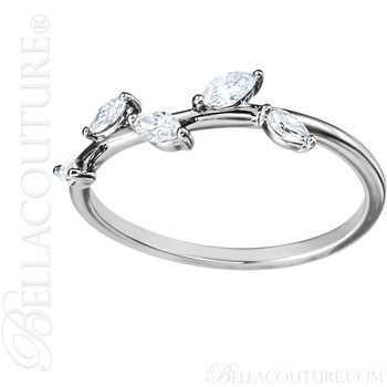 (NEW) BELLA COUTURE De VINE Fine Marquise Diamond 14K White Gold Ring Band (1/3 CT. TW.) (NEW) BELLA COUTURE De VINE Fine Marquise Diamond 14K White Gold Ring Band (1/3 CT. TW.)