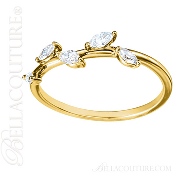 (NEW) BELLA COUTURE De VINE Fine Marquise Diamond 14K Yellow Gold Ring Band (1/3 CT. TW.) (NEW) BELLA COUTURE De VINE Fine Marquise Diamond 14K Yellow Gold Ring Band (1/3 CT. TW.)