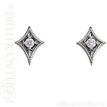 (NEW) BELLA COUTURE La VITA Demure Milgrain Diamond 14K White Gold Stud Earrings (1/2 CT. TW.) (NEW) BELLA COUTURE La VITA Demure Milgrain Diamond 14K White Gold Stud Earrings (1/2 CT. TW.)