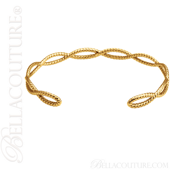 (NEW) BELLA COUTURE NALIA Gorgeous Fancy Open Filigree Twisted Rope Cable 14K Yellow Gold Cuff Bracelet (NEW) BELLA COUTURE NALIA Gorgeous Fancy Open Filigree Twisted Rope Cable 14K Yellow Gold Cuff Bracelet
