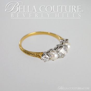 SOLD! - (ANTIQUE) VICTORIAN ANTIQUE .75 CT DIAMOND 14K YELLOW & WHITE GOLD NATURAL PEARL ENGAGEMENT ANNIVERSARY RING BAND - SIZE 6 SOLD! - (ANTIQUE) VICTORIAN ANTIQUE .75 CT DIAMOND 14K YELLOW & WHITE GOLD NATURAL PEARL ENGAGEMENT ANNIVERSARY RING BAND - SIZE 6