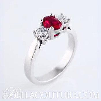 (NEW) BELLA COUTURE BALINA Genuine Ruby 3/8 CTW Platinum Ring (NEW) BELLA COUTURE BALINA Genuine Ruby 3/8 CTW Platinum Ring