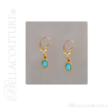 SOLD! - (ANTIQUE) Gorgeous Victorian Turquoise Cabochon 14K / 14CT Dangle Drop (Back to Front) Lever Back Earrings SOLD! - (ANTIQUE) Gorgeous Victorian Turquoise Cabochon 14K / 14CT Dangle Drop (Back to Front) Lever Back Earrings
