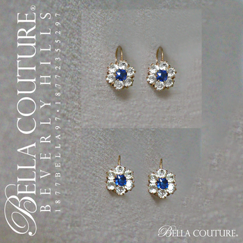 SALE PENDING! - (ANTIQUE) RARE Gorgeous French 18K 18CT Yellow Gold White & Blue Sapphire Paste Georgian Victorian Floral Flower Earrings - Fine Jewelry Jewellery SALE PENDING! - (ANTIQUE) RARE Gorgeous French 18K 18CT Yellow Gold White & Blue Sapphire Paste Georgian Victorian Floral Flower Earrings - Fine Jewelry Jewellery