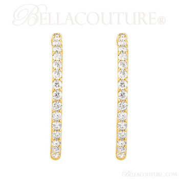 (NEW) BELLA COUTURE FLORA Collection Gorgeous Fine Brilliant 1CT Pave' Diamond Inside/Out 14K Yellow Gold Hoop Lever Back Earrings (NEW) BELLA COUTURE FLORA Collection Gorgeous Fine Brilliant 1CT Pave' Diamond Inside/Out 14K Yellow Gold Hoop Lever Back Earrings