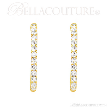 (NEW) BELLA COUTURE FLORA Collection Gorgeous Fine Brilliant 3/4CT Pave' Diamond Inside/Out 14K Yellow Gold Hoop Lever Back Earrings (NEW) BELLA COUTURE FLORA Collection Gorgeous Fine Brilliant 3/4CT Pave' Diamond Inside/Out 14K Yellow Gold Hoop Lever Back Earrings