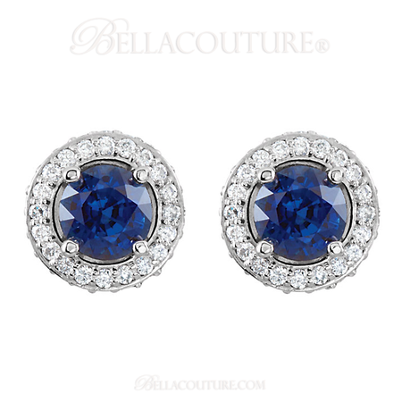Bella Double Oval Statement Earrings - Raw Sapphire - FINAL SALE