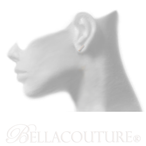 (NEW) BELLA COUTURE Gorgeous Fine Elegant Pave' Diamond Bar 14K Rose Gold Earrings (1/10 CT. TW.)
