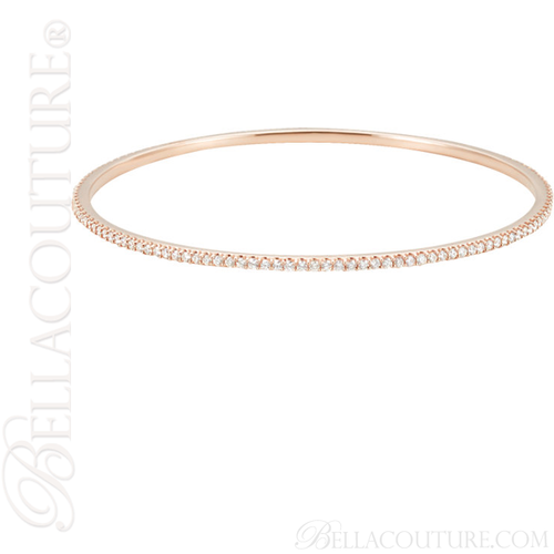 (NEW) BELLA COUTURE STACKABLE FINE PAVE' DIAMOND 14K ROSE GOLD BRACELET (2 CT. TW.) 8" INCHES