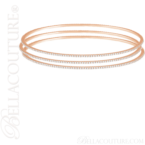 (NEW) BELLA COUTURE STACKABLE FINE PAVE' DIAMOND 14K ROSE GOLD BRACELET (1 CT. TW.) 8" INCHES