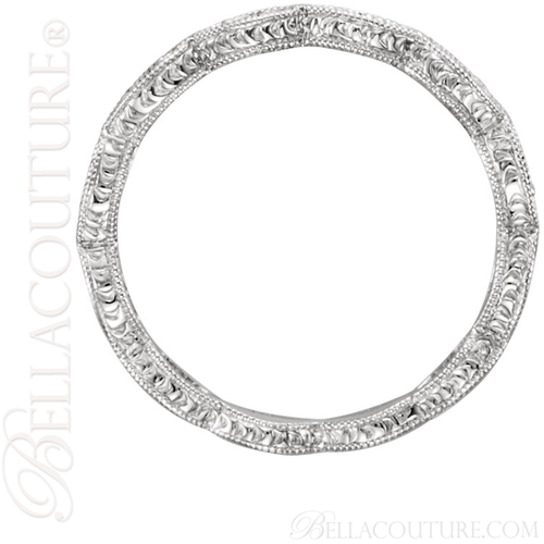 (NEW) BELLA COUTURE FINE GORGEOUS ANTIQUE STYLE GENUINE BLUE SAPPHIRE GEMSTONE 14K WHITE GOLD STACKABLE ANNIVERSARY ETERNITY RING BAND (1/8 CT. TW.)