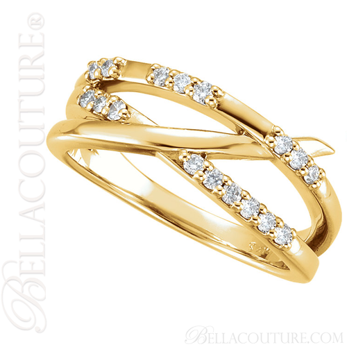 (NEW) BELLA COUTURE VIOLA II Fine Gorgeous Diamond Organic Woven Criss Cross 14K Rose Gold Ring