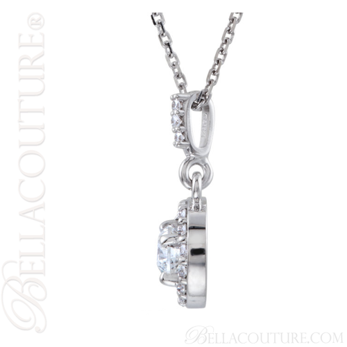 (NEW) BELLA COUTURE HALO Gorgeous Fine Diamond 14K Yellow Gold Necklace (18" in Length)(1/2 CT. TW.)