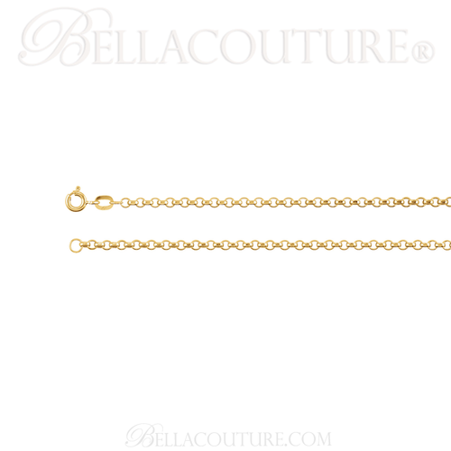 (NEW) BELLA COUTURE® Fine (7") 14K Solid Yellow Gold Rolo Bracelet Chain (2MM Width)