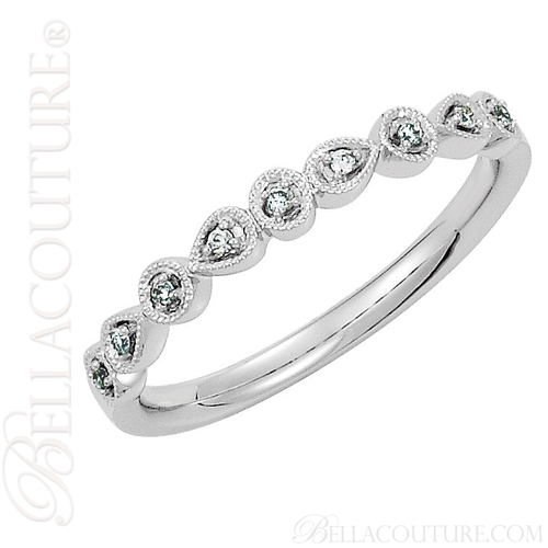 (NEW) BELLA COUTURE SOSA III Fine Diamond 14K White Gold Stackable Ring