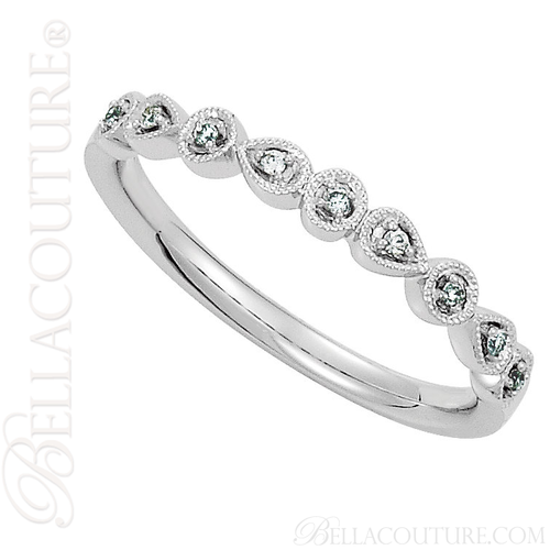(NEW) BELLA COUTURE SOSA III Fine Diamond 14K White Gold Stackable Ring