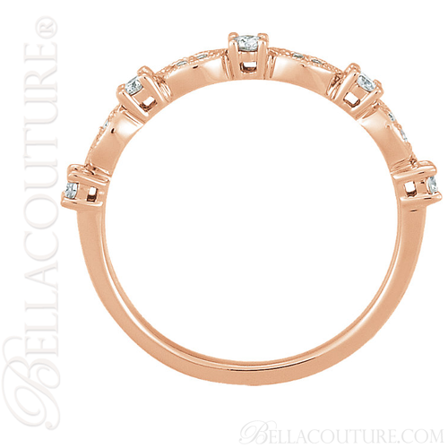 (NEW) BELLA COUTURE SOSA Fine Gorgeous Diamond 14K Rose Gold Stackable Ring (1/5 CT. TW.)