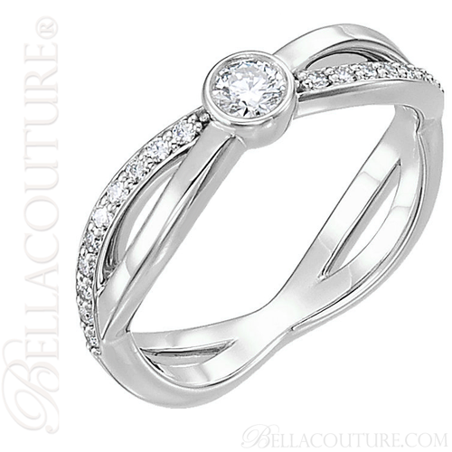 (NEW) BELLA COUTURE BALIENNA Fine Diamond Bezel Set 14K White Gold Ring Band (1/3 CT. TW.)