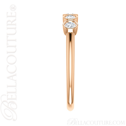 (NEW) BELLA COUTURE CORINA Fine Five Diamond Bezel Set 14K Rose Gold Ring Band (1/3 CT. TW.)