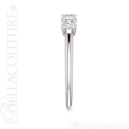 (NEW) BELLA COUTURE CORINA Fine Five Diamond Bezel Set 14K White Gold Ring Band (1/3 CT. TW.)
